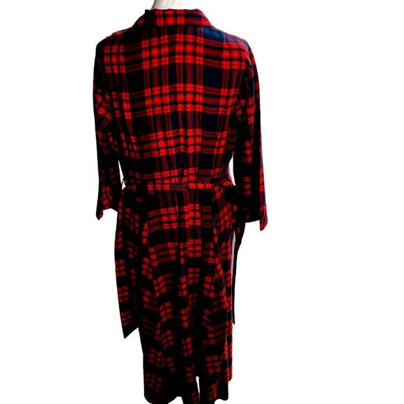 Vtg. Bard's Women’s M L Wool blend bath robe red plaid - Picture 7 of 13